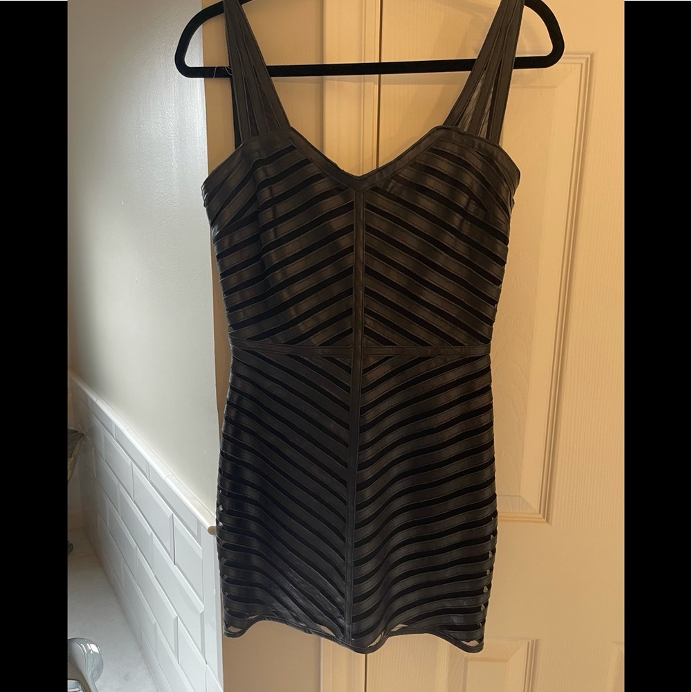 Leather and mesh dress